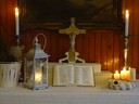 Gyülekezeti terem téli oltár